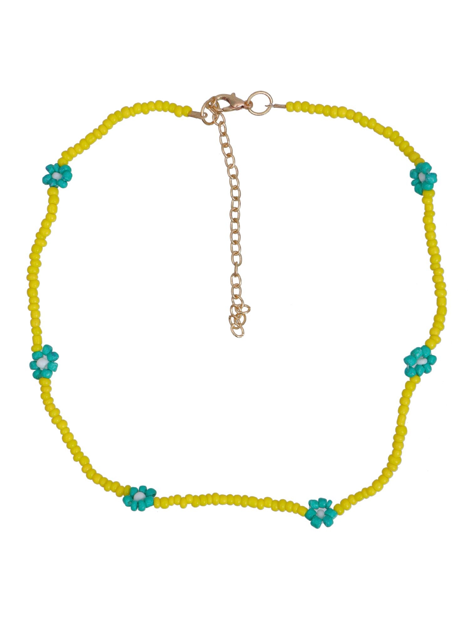 Fusion Daisy Delight: Yellow Beaded Multilayer Choker for Modern Women
