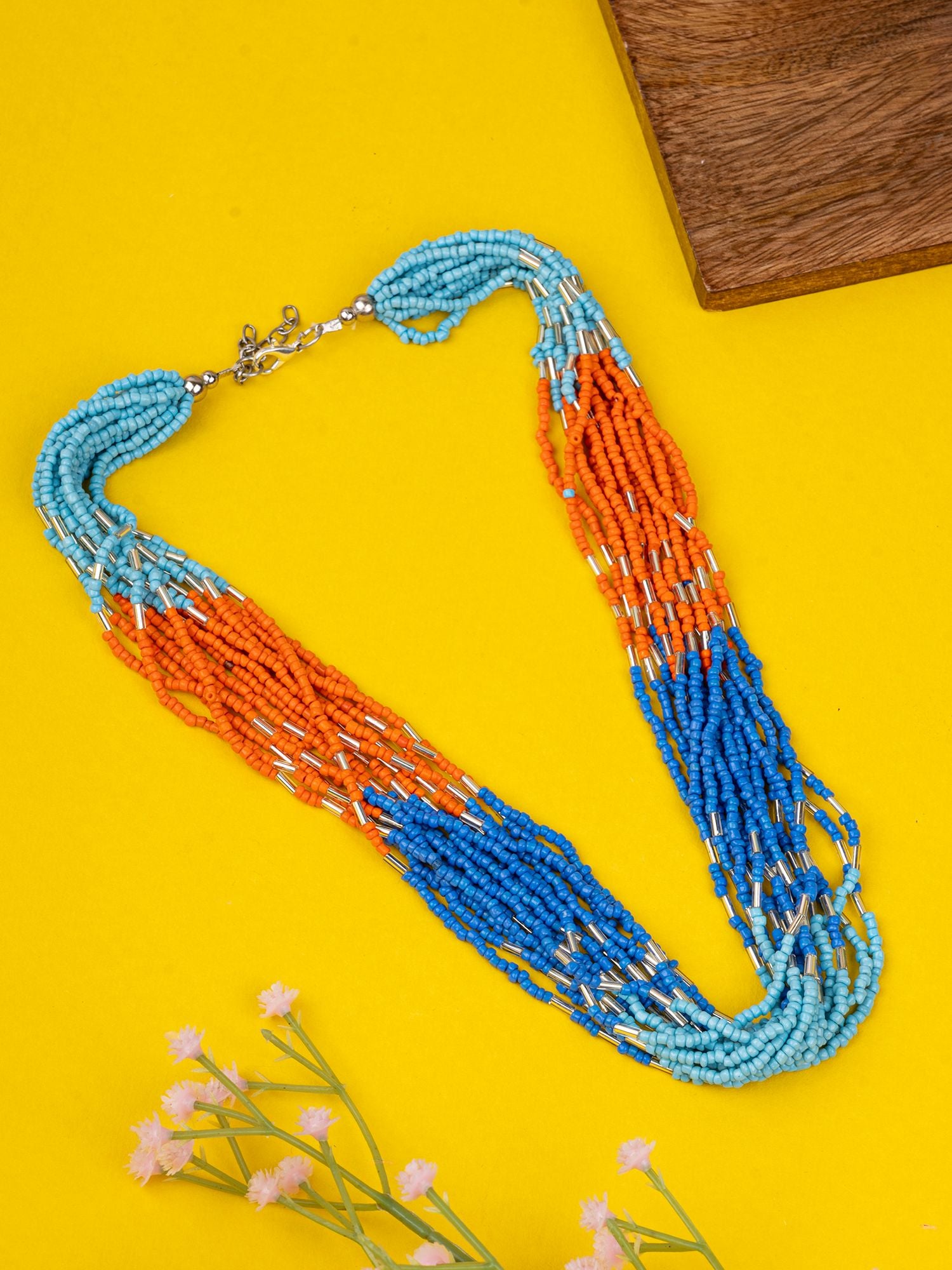Crunchy Fashion Boho Handmade Yellow Beaded Multi-Layer Necklace For Women - Festival & Wedding Jewelry