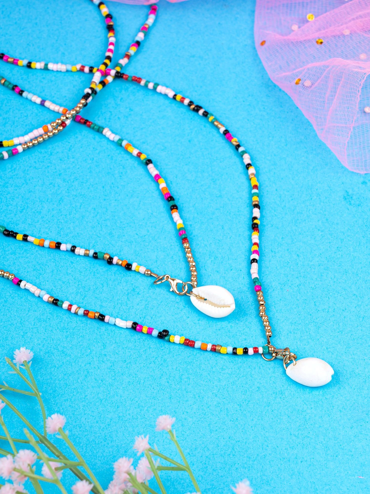 Swank Colorsplash Handcrafted Beach Seed Beaded Choker A Quirky Multilayer Necklace