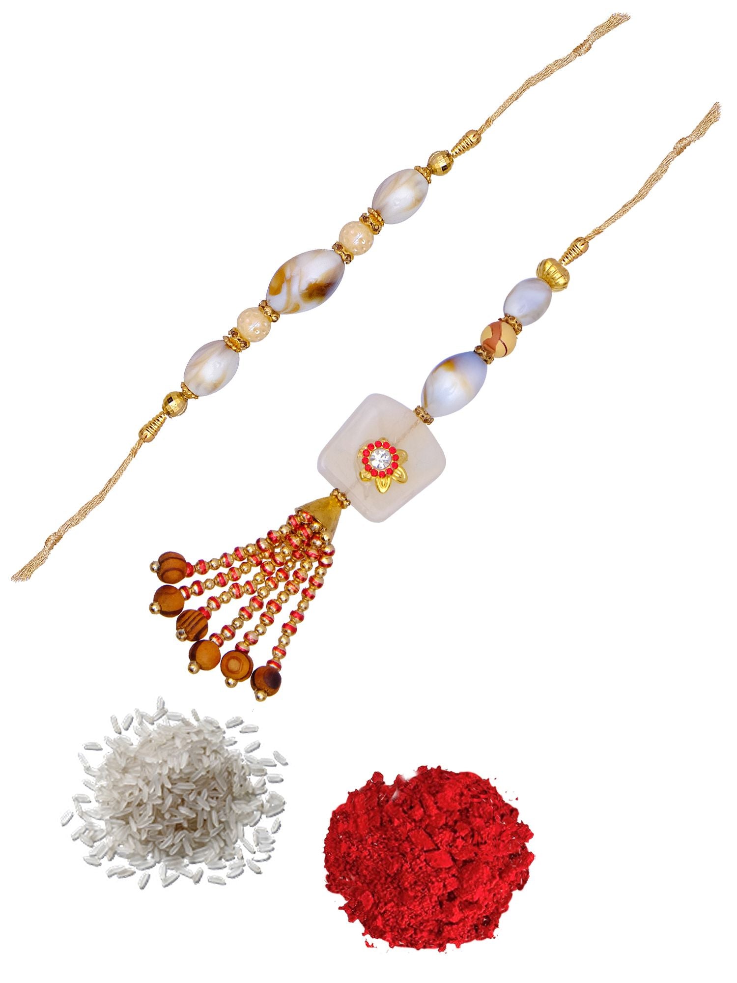 Sparkling Bhaiya Bhabhi Handmade & Kundan Rakhi Set