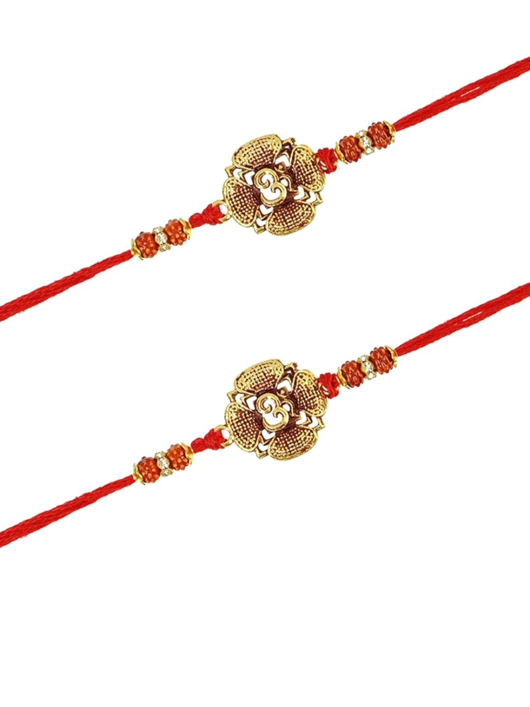 Oxidized Gold Om Rakhi Duo - Handmade Love & Protection