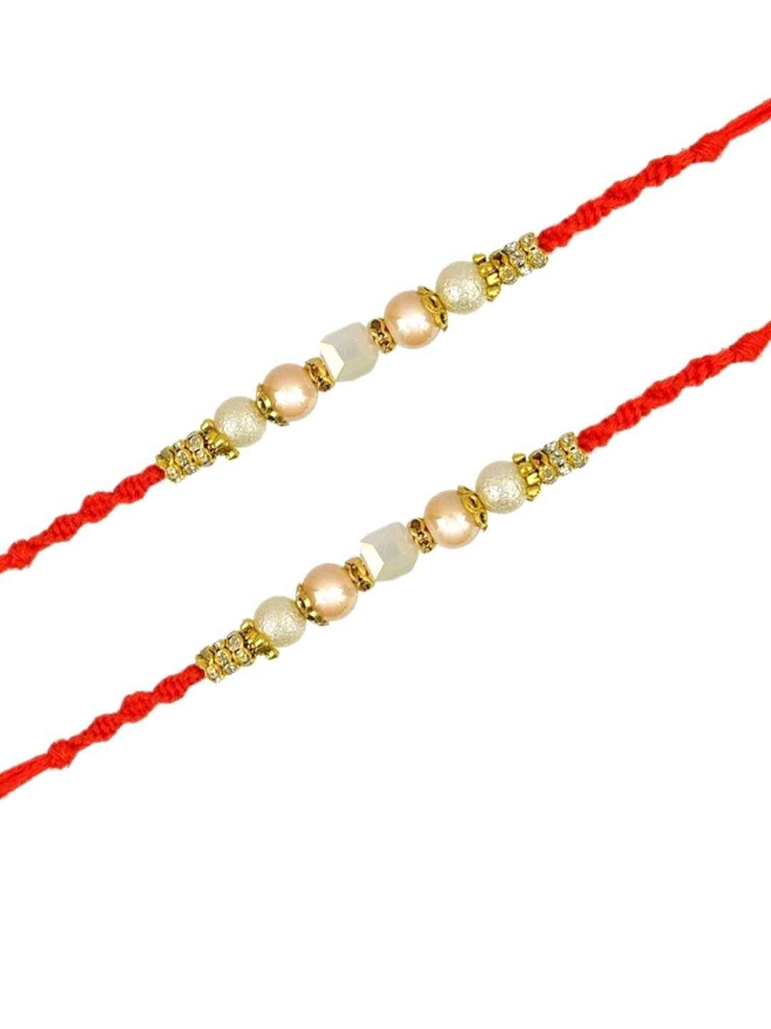 Handcrafted Pearl Rakhi Set - Bhaiya Bhabhi | Oxidized