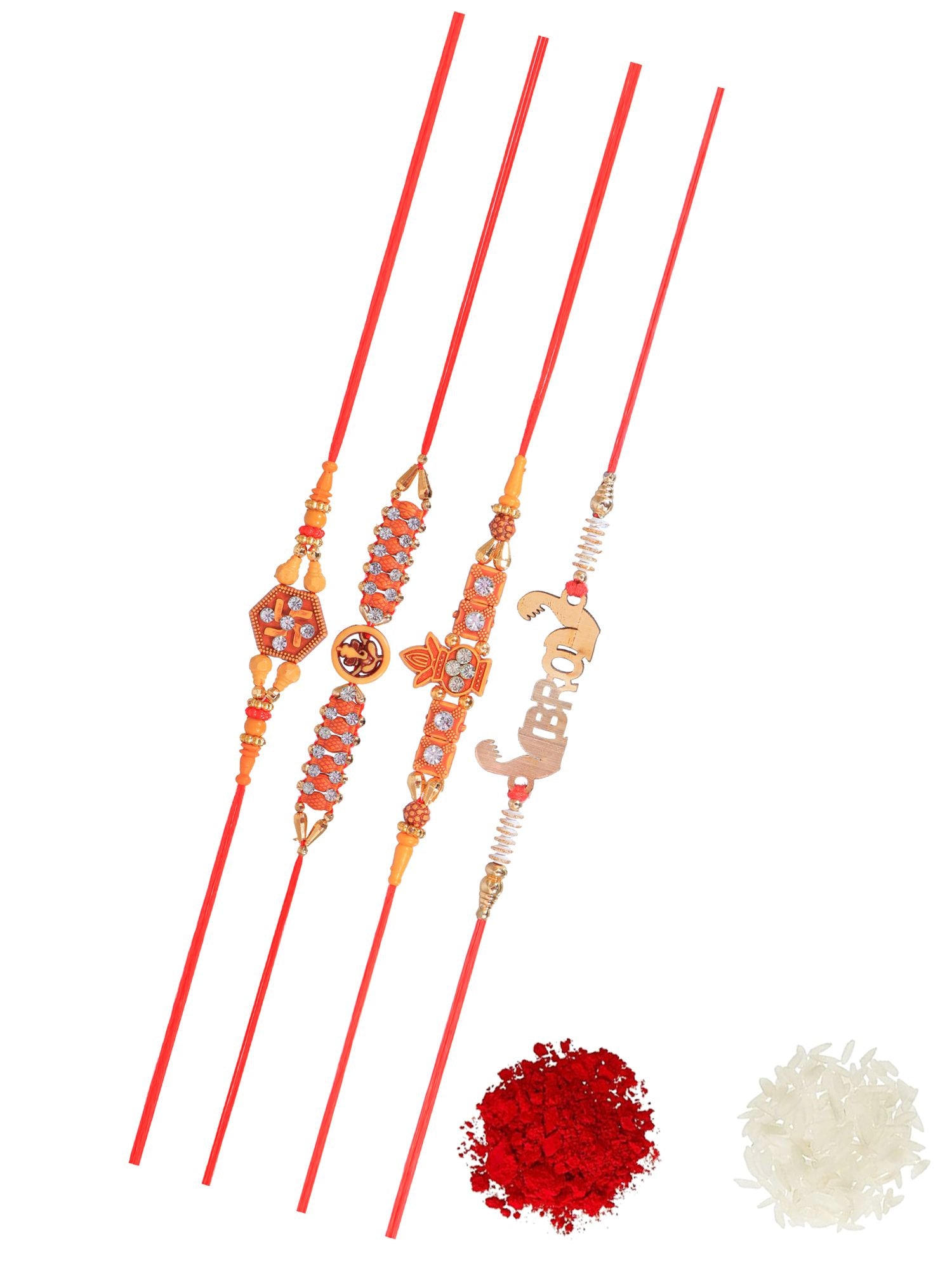 Handcrafted Antique Rakhi with Multicolor Crystals