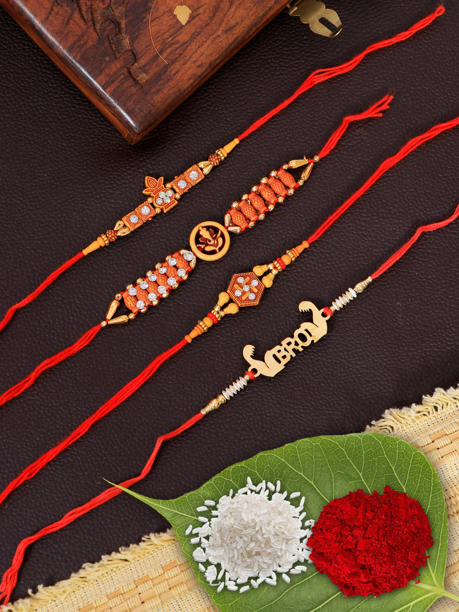 Crunchy Fashion Divine Antique Multicolor Rakhi Set Pack of 4 CFRKH0067