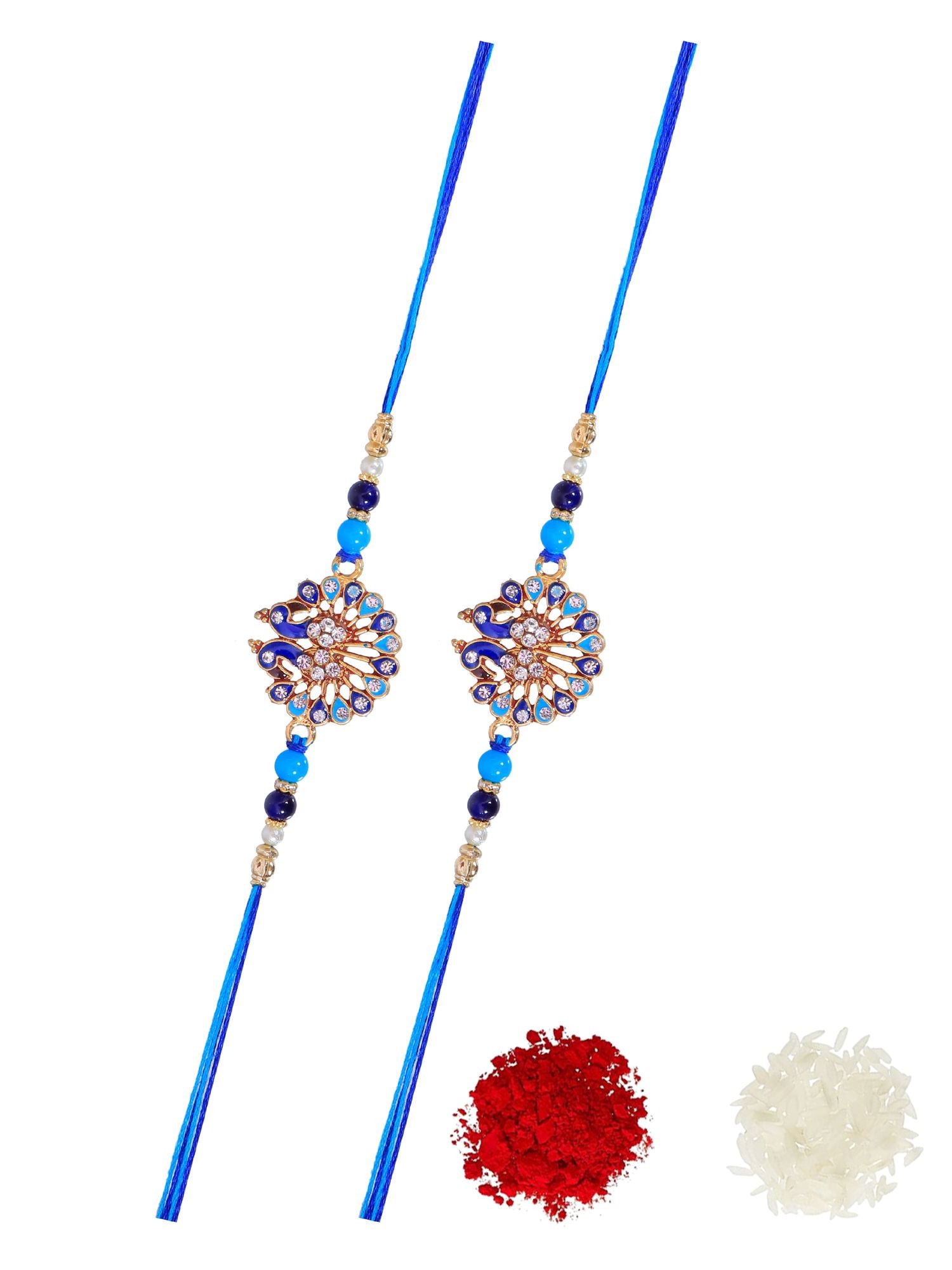 Blue Peacock Meenakari Rakhi for Brother