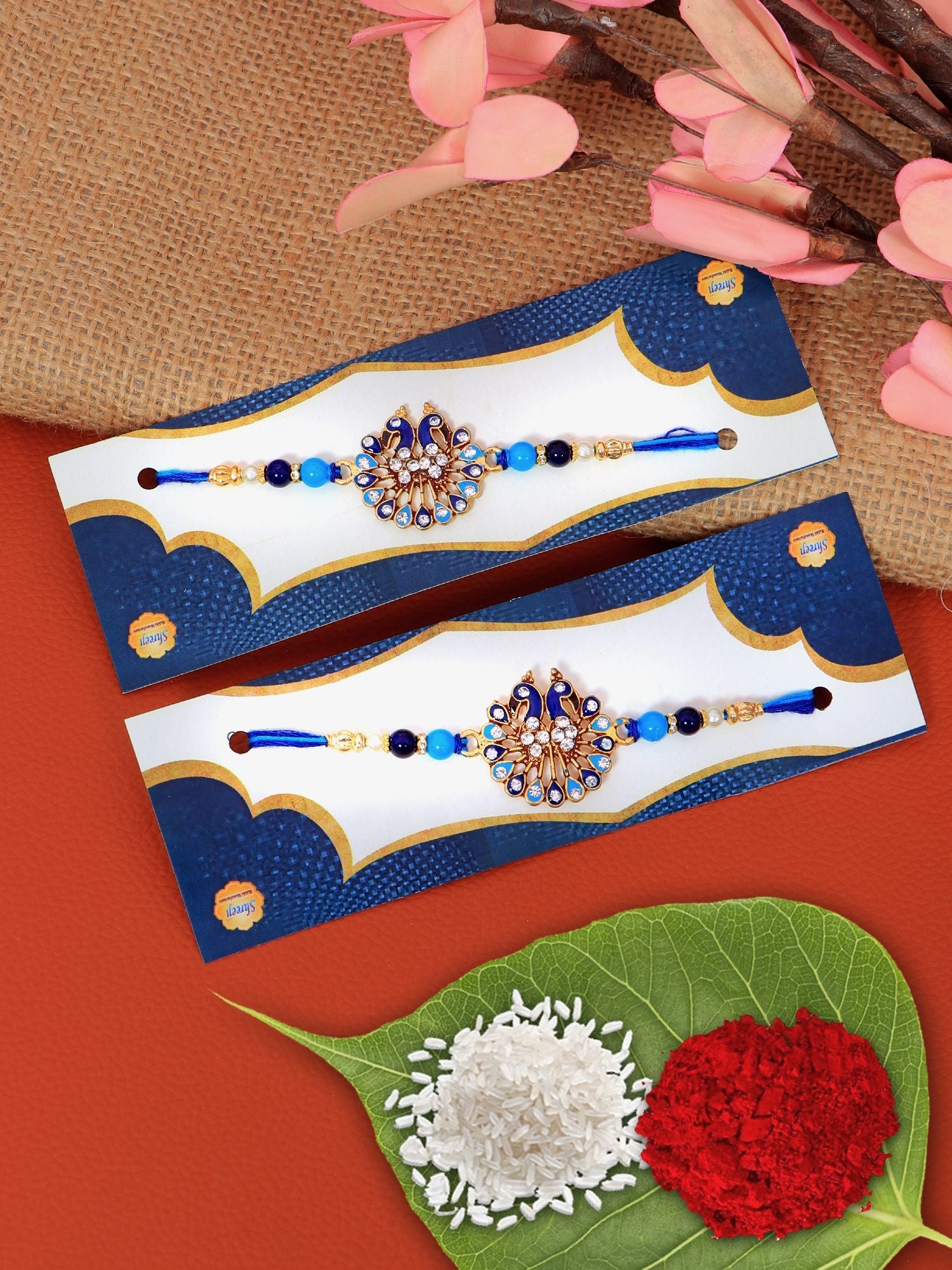 Blue Peacock Meenakari Rakhi for Brother