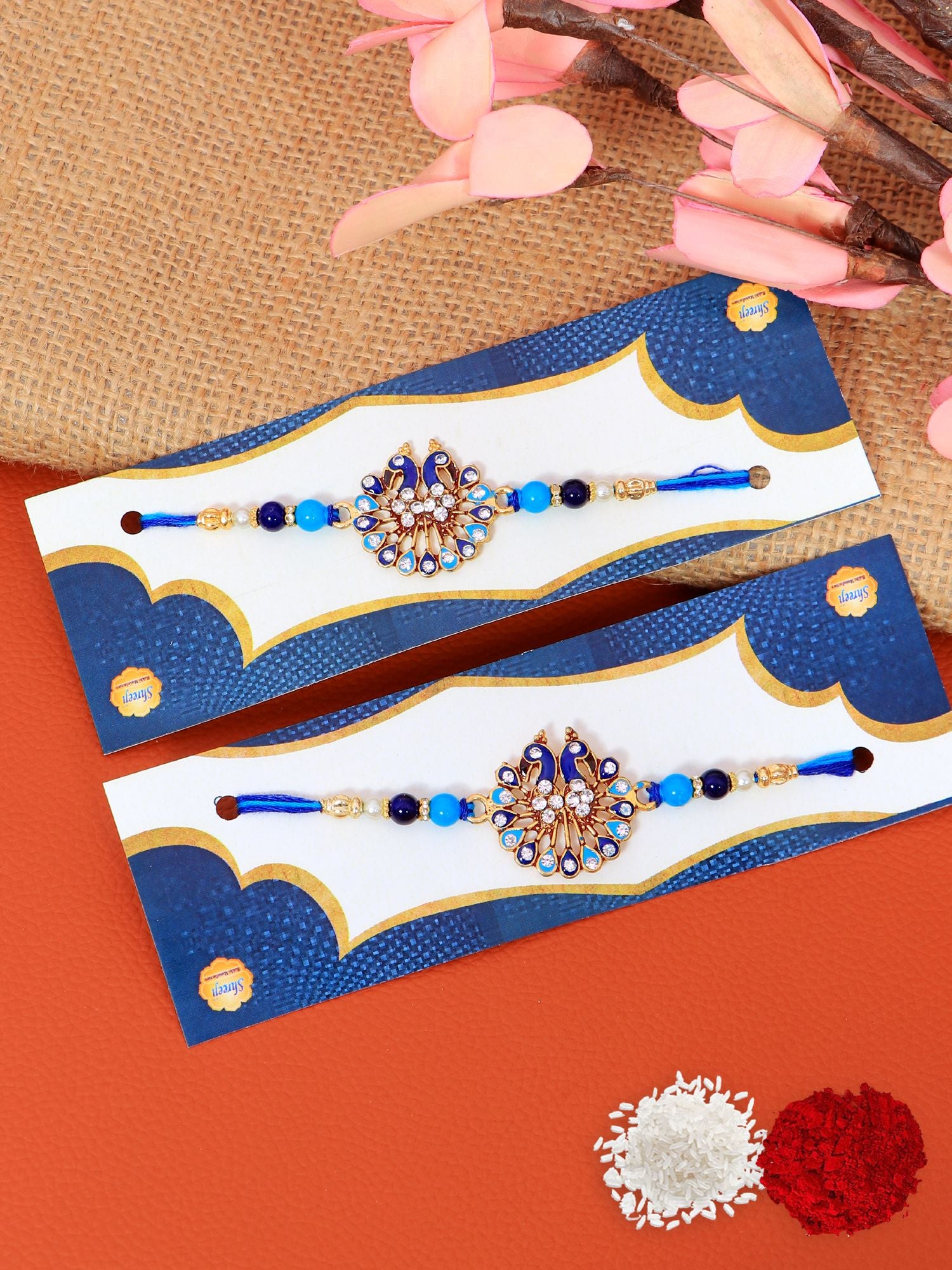 Blue Peacock Meenakari Rakhi for Brother