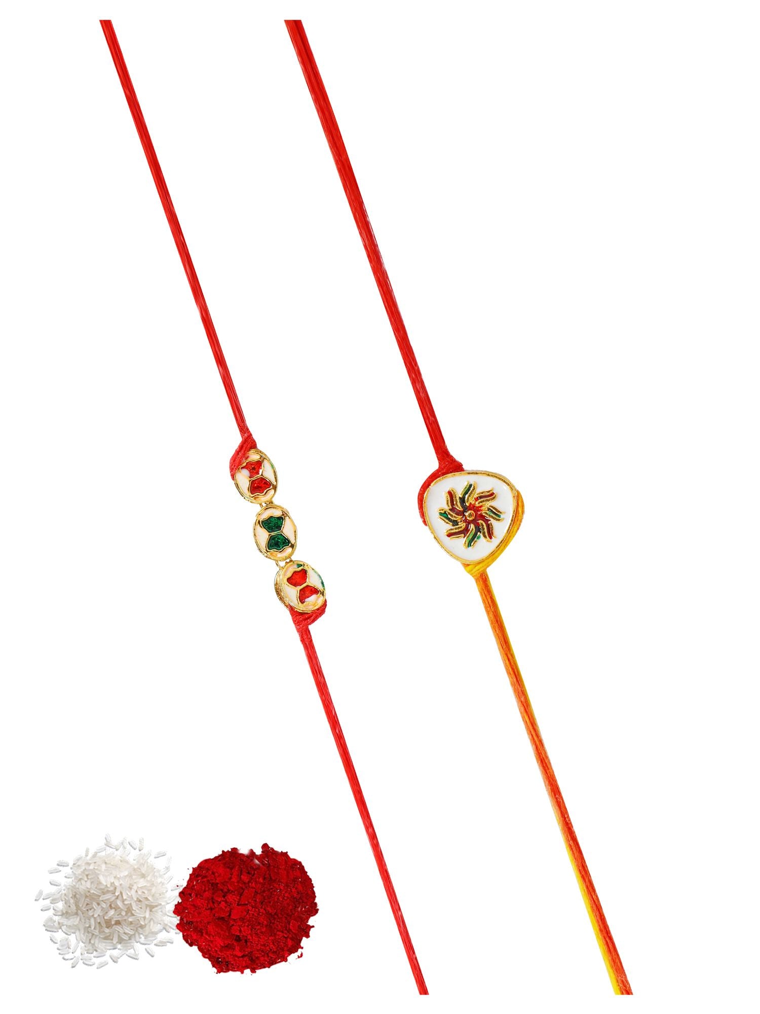 Crunchy Fashion's Vibrant Kundan Rakhi Duo for Siblings