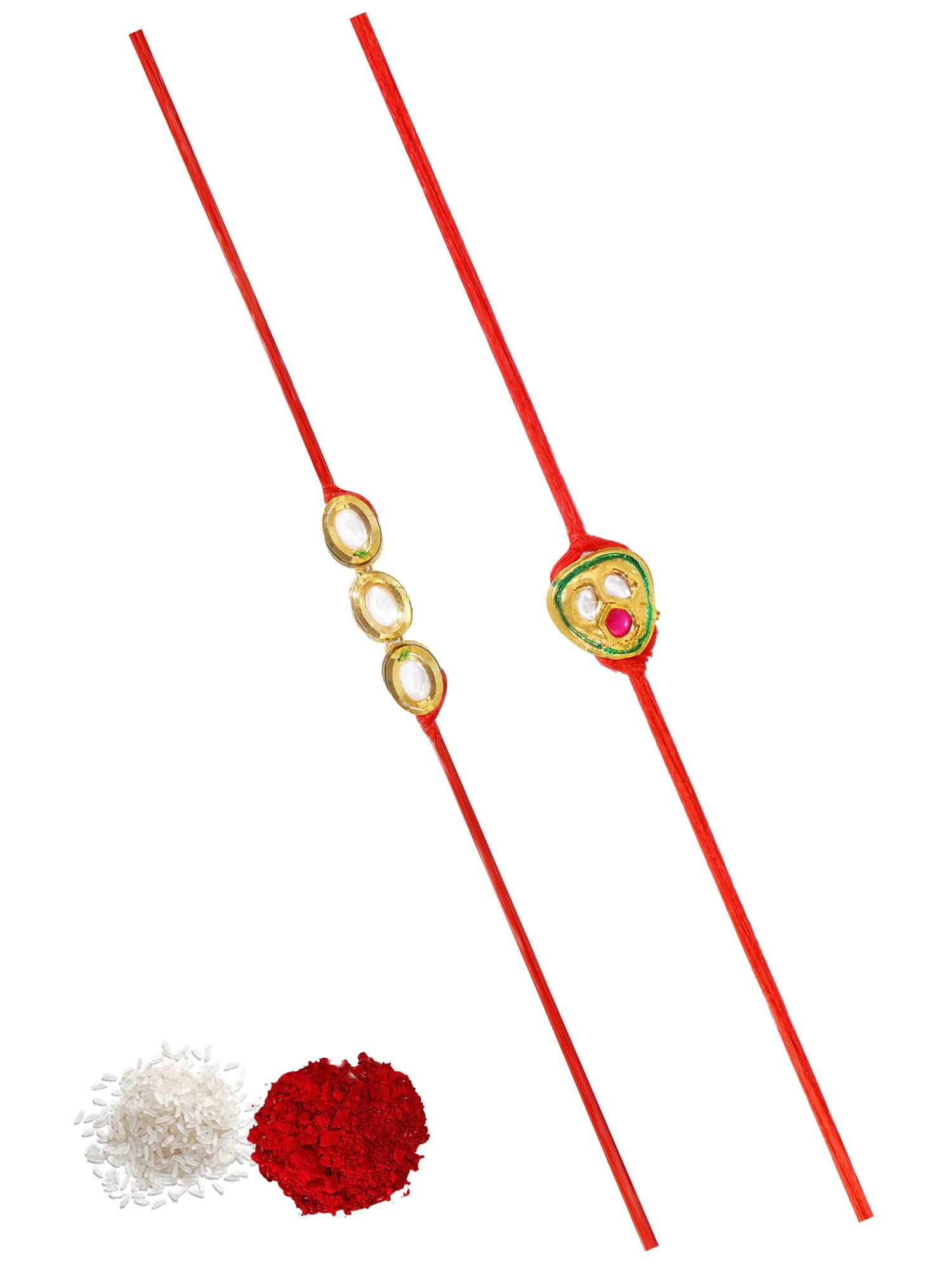 Crunchy Fashion's Vibrant Kundan Rakhi Duo for Siblings