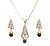 AD studded Conical pendant set With Brown Drop