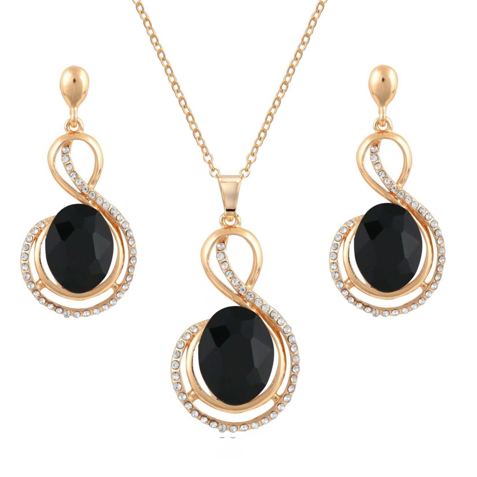 Fashionable Gold-Plated Pendant & Black Traditional Jhumka Earrings Set for Girls