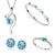 German Silver Blue Crystal Necklace With Ring,Earrings , Bracelet