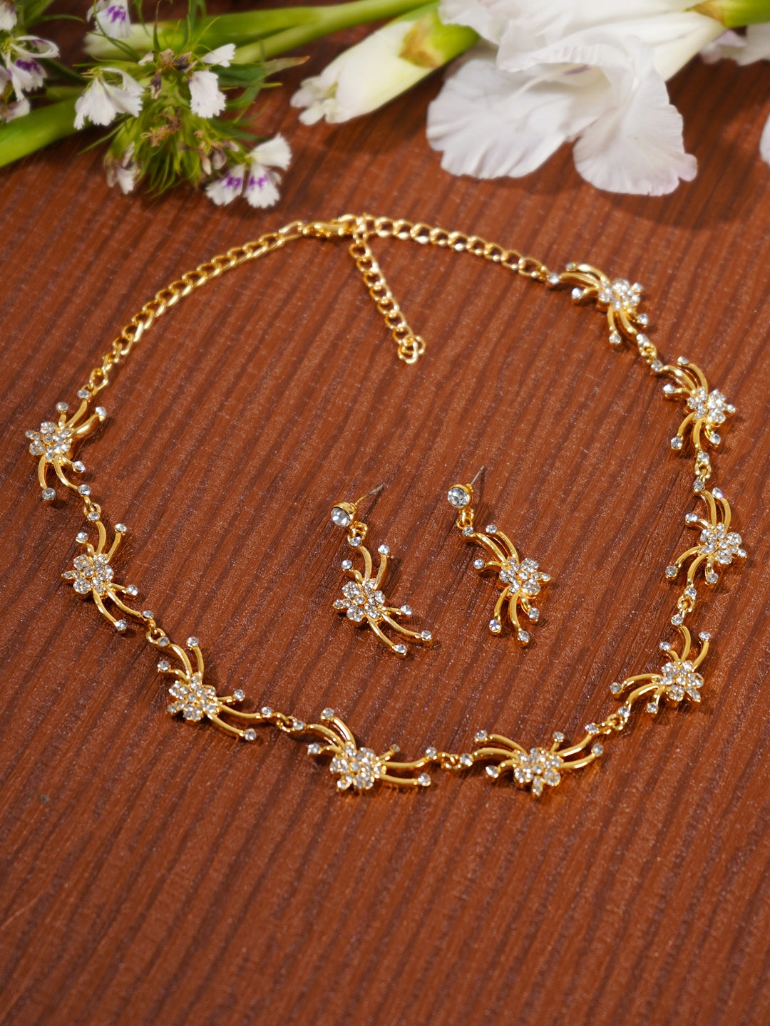 Gold Plated Crystal Necklace for Chic Women & Girls