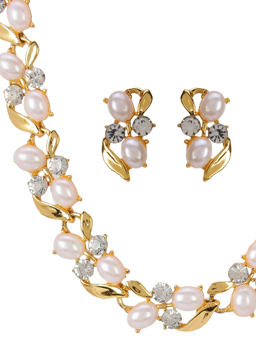 Gold Plated Crystal Necklace for Chic Women & Girls