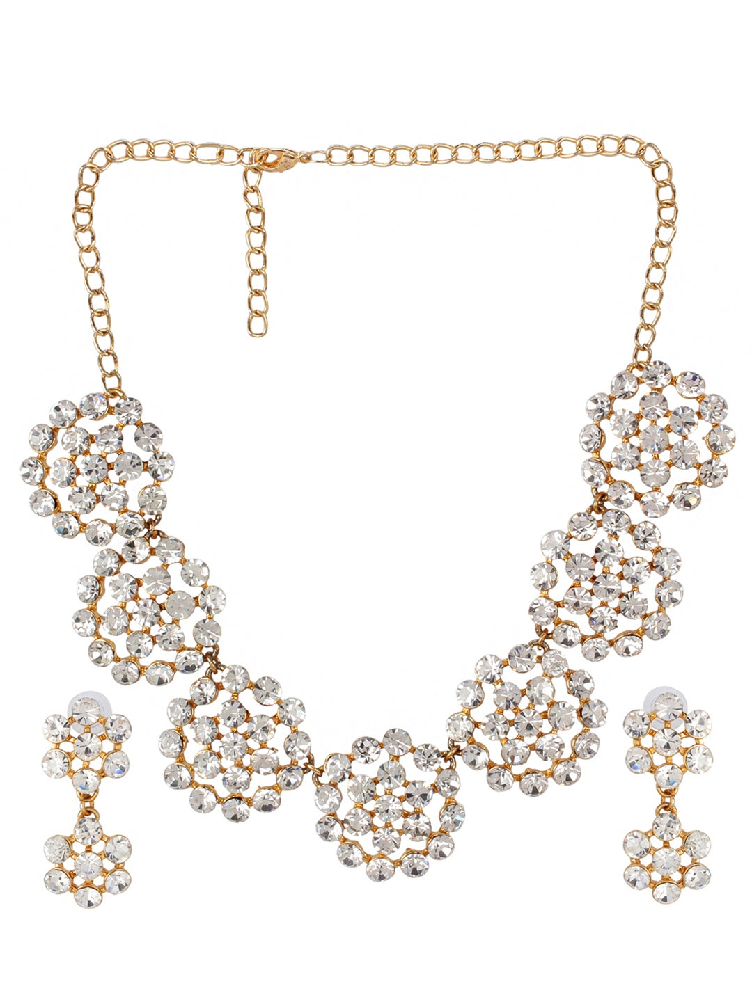 Gold Plated Crystal Necklace for Chic Women & Girls