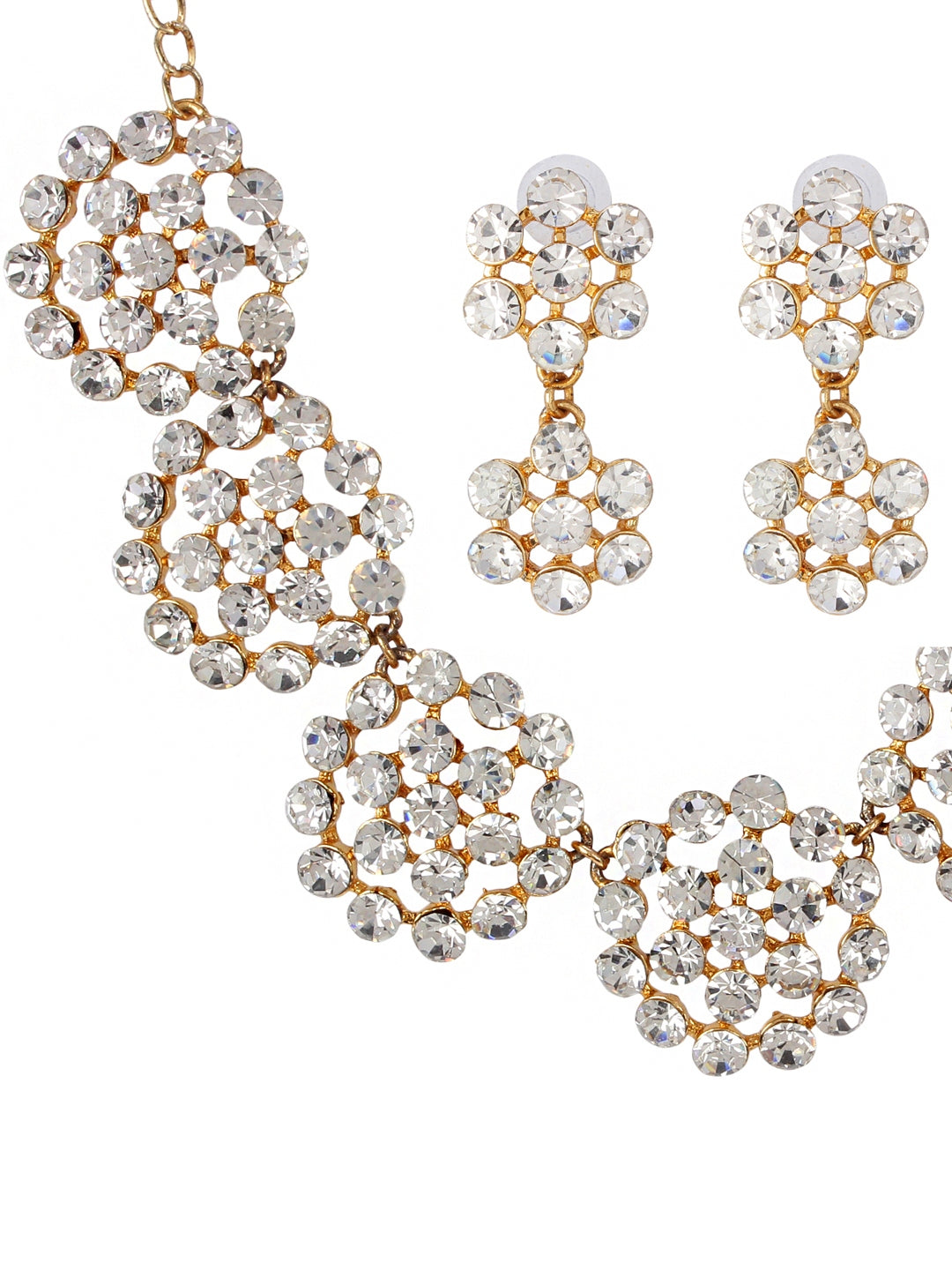 Gold Plated Crystal Necklace for Chic Women & Girls