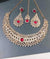 Gold Plated Red Crystal Necklace & Earring Maangtika Set