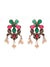 Embellished Pink Green Kundan Choker Necklace Set  With  Earrings