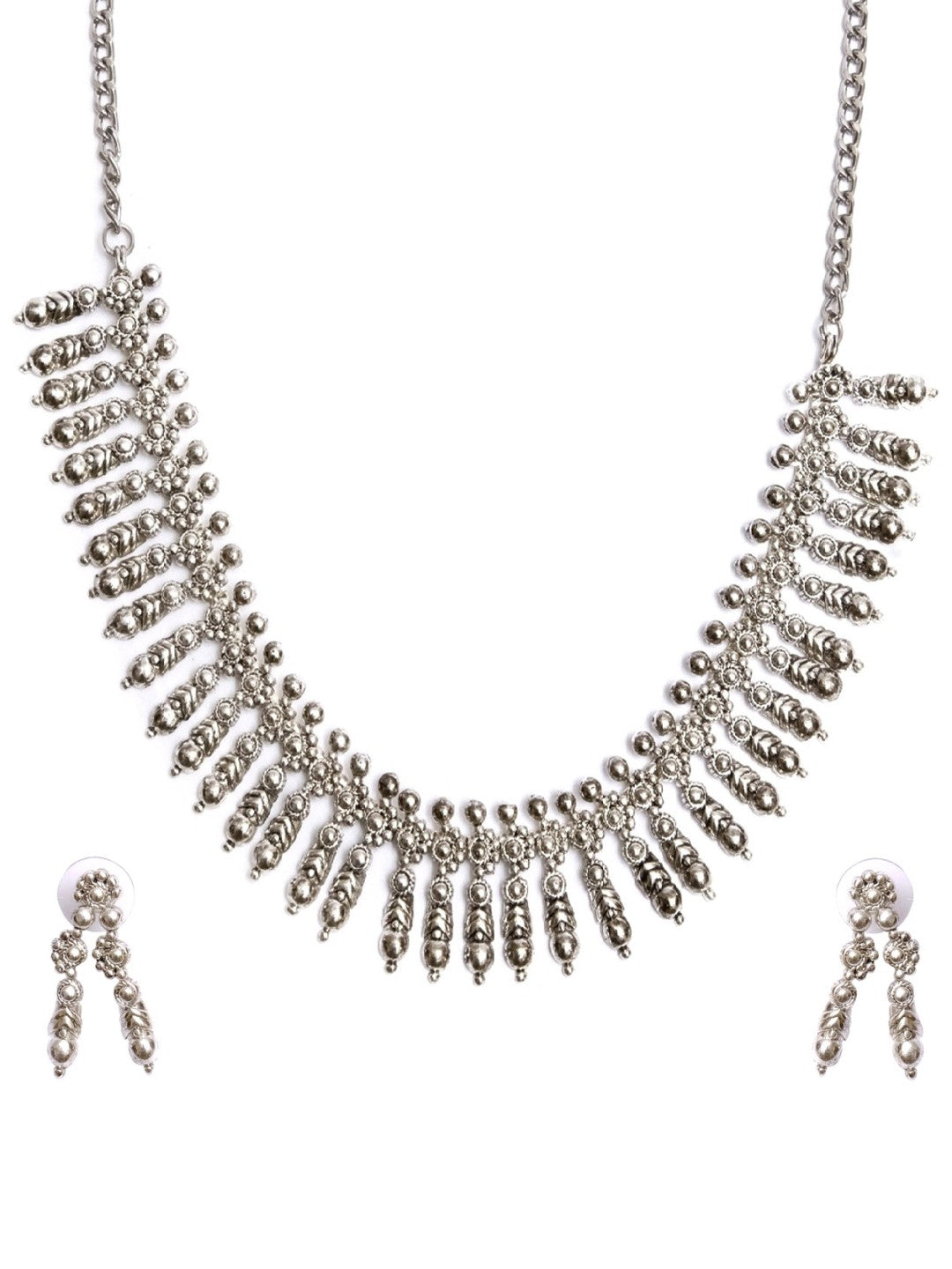 Oxidised Necklace & Earring Set - Embellished Jewellery for Weddings
