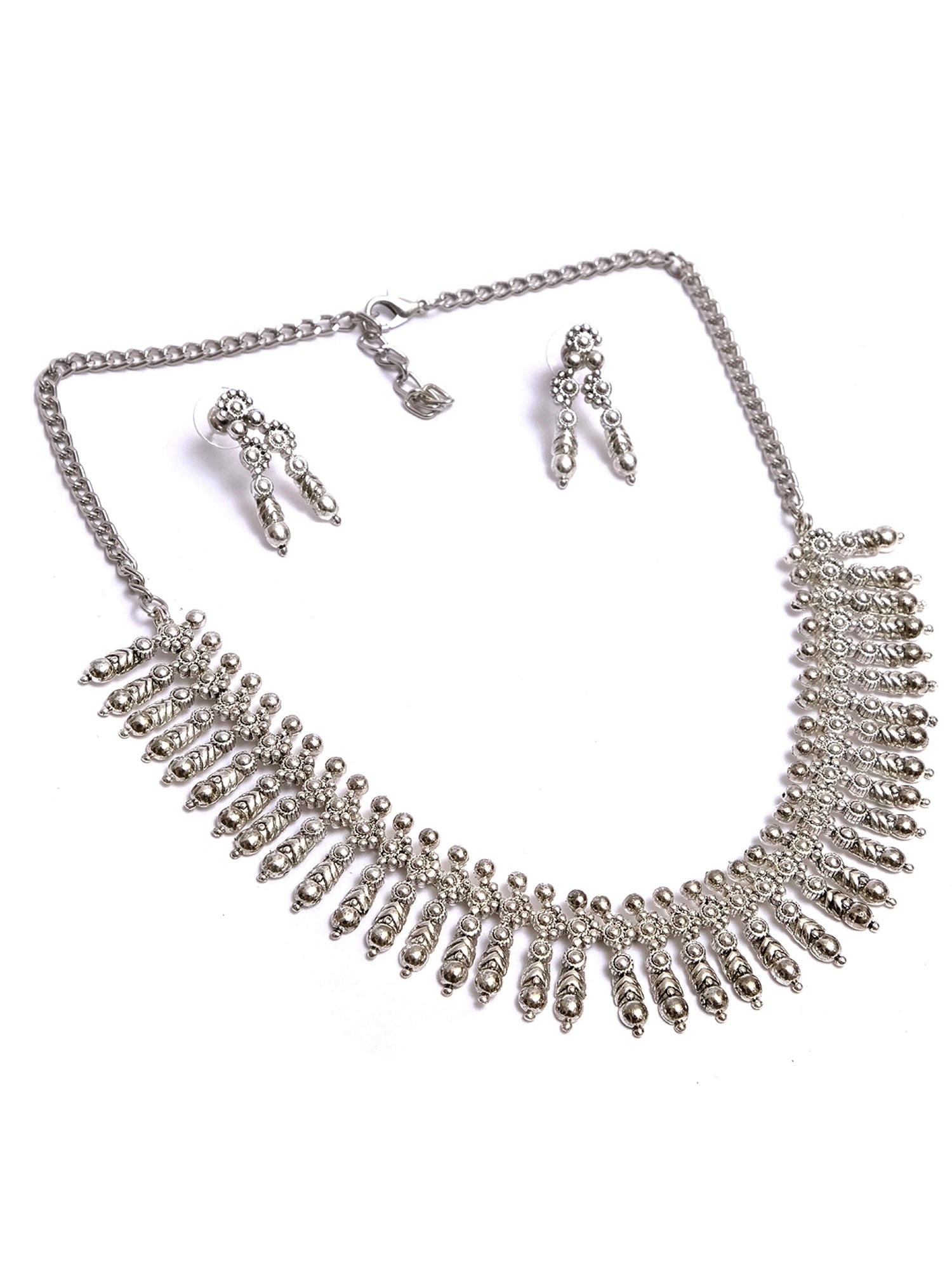 Oxidised Necklace & Earring Set - Embellished Jewellery for Weddings