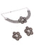 German Silver Choker Necklace With Big Stud Earrings CFS0326