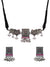 Oxidized German Silver Antique Peacock Designs Studded Pink Stone Necklace Set With Earrings CFS0355