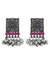 Oxidized German Silver Antique Peacock Designs Studded Pink Stone Necklace Set With Earrings CFS0355