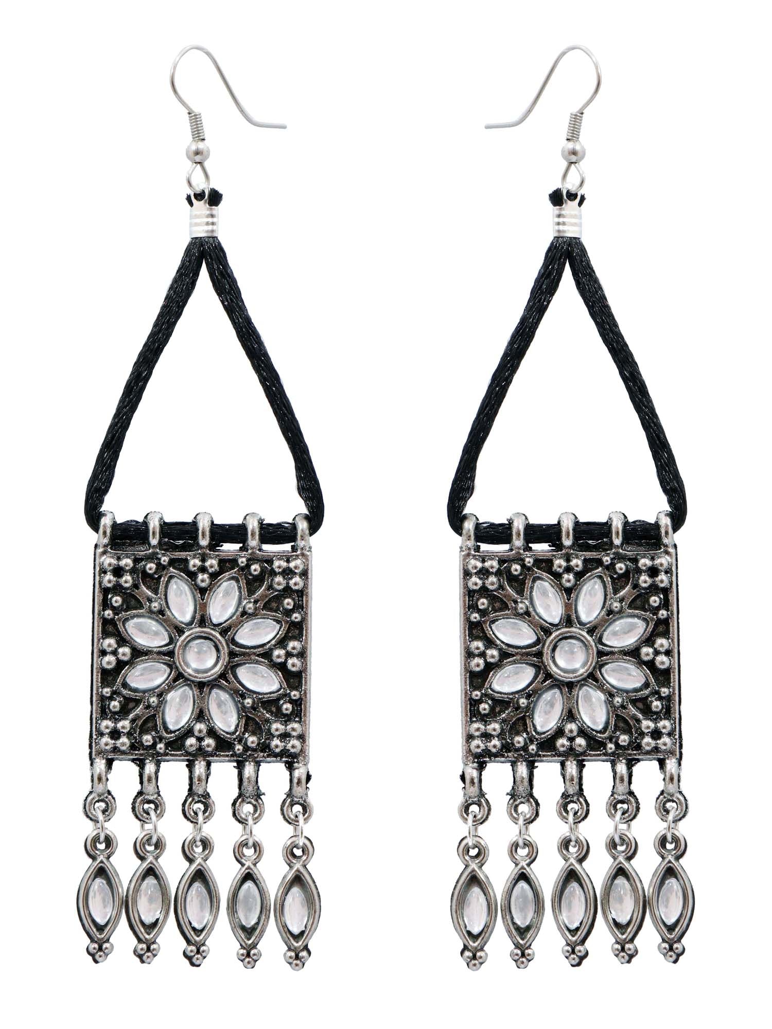 Oxidised Silve Meena Work Jewellery Set for Women