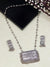 Oxidised Silver Square Long Necklace Set CFS0382