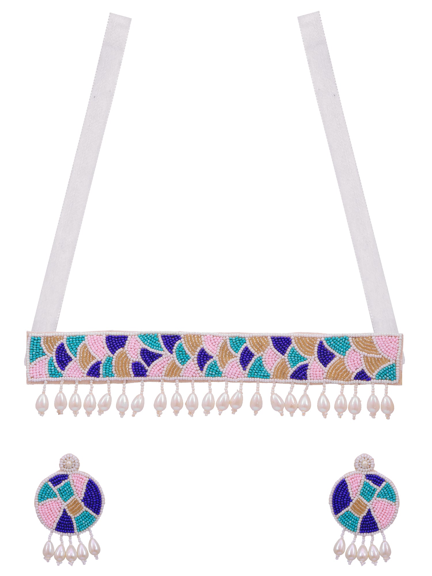 Radiant Fusion: Multicolor Handmade Beaded Choker Jewelry Set for Women