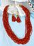 Beaded Bubbles Jewellery Set - Red Handmade Beaded Multi Layered Necklace and Earrings Set