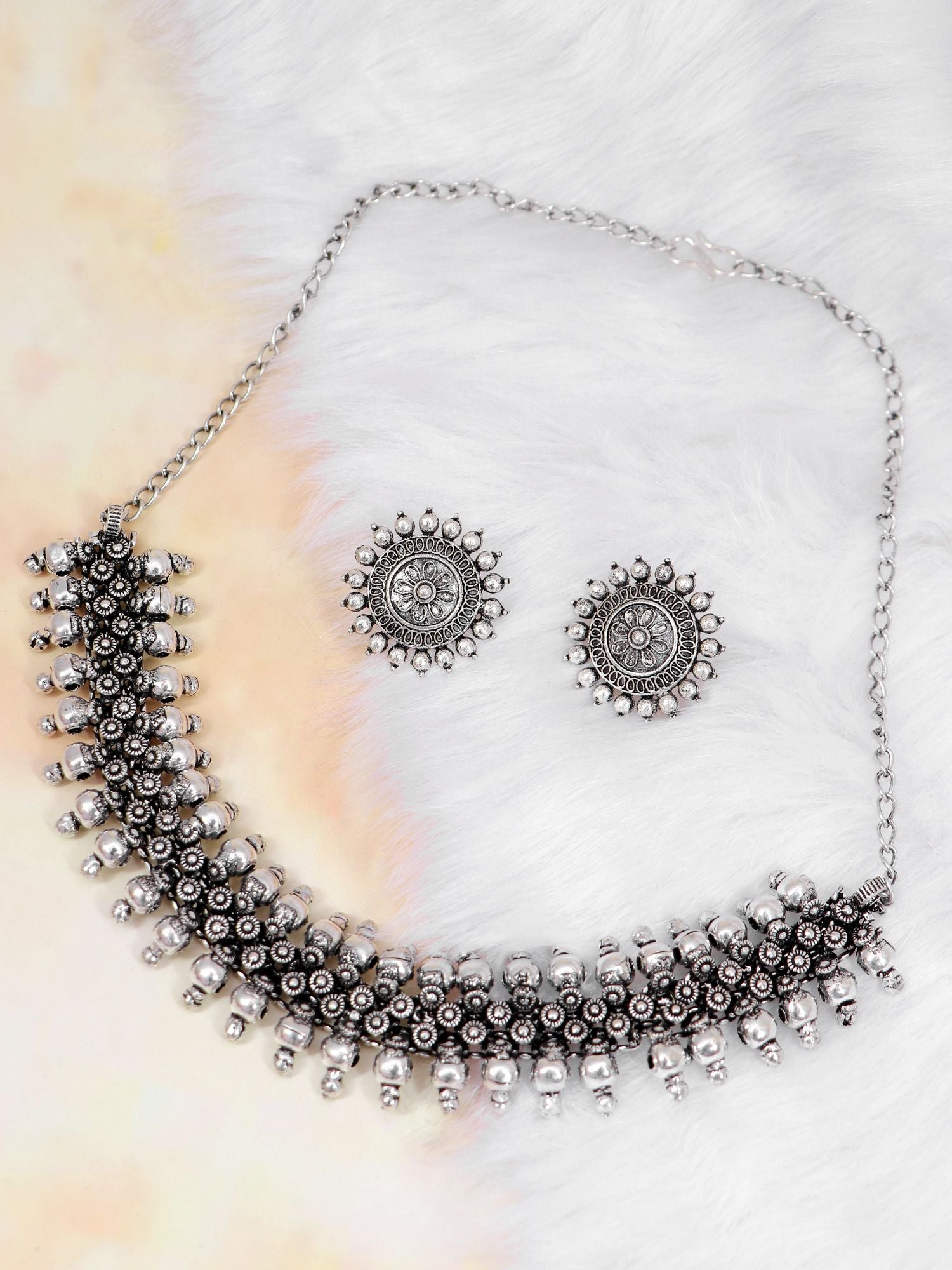 Dazzling Diva's Oxidised Silver Boho Festival Jewelry Set