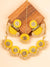 Meher Yellow Fabric Jewellery Set- Kundan Studded Handmade Necklace Set for Girls & Women