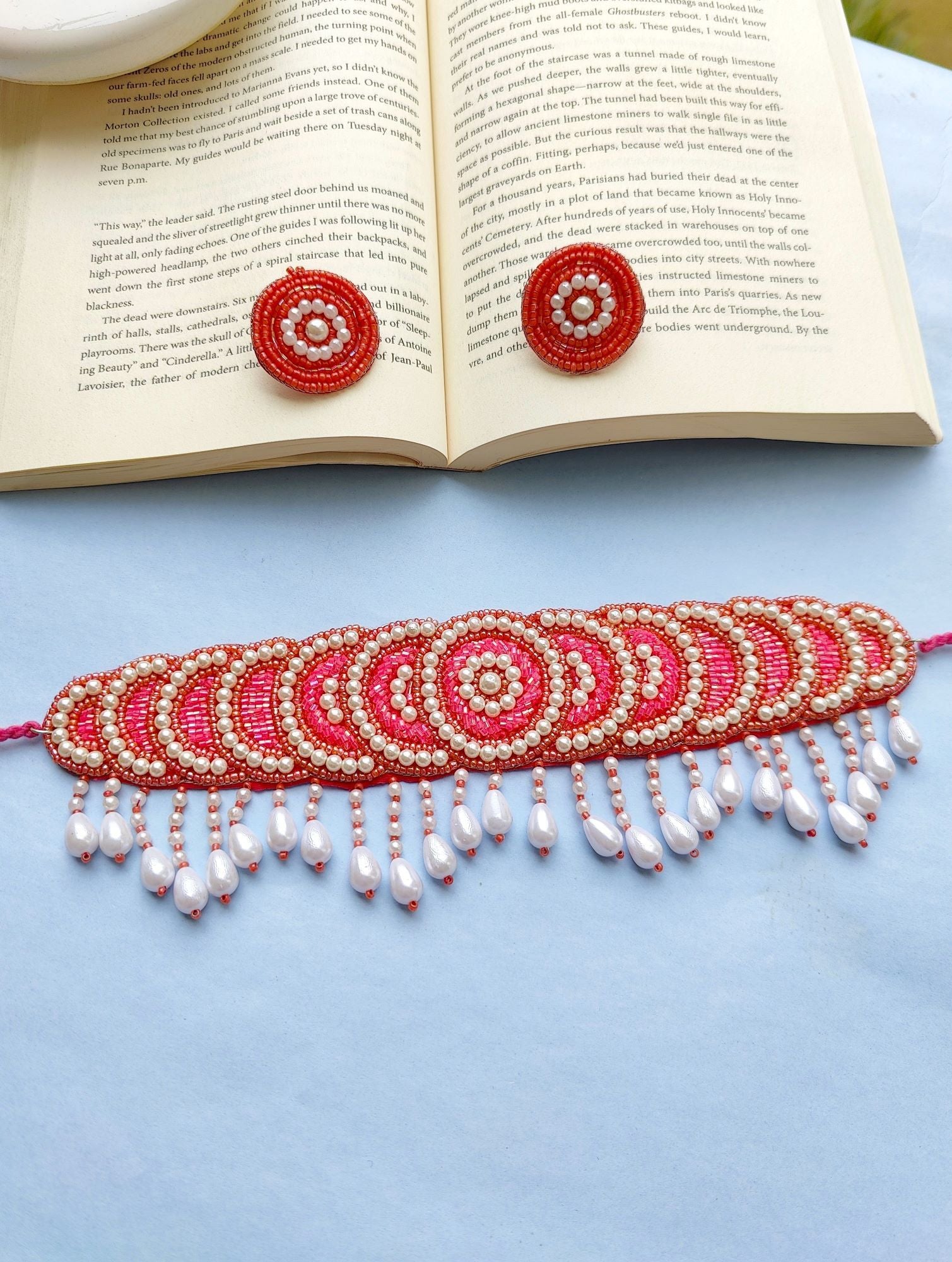 Handmade Beaded Pink Jewellery Set for Women