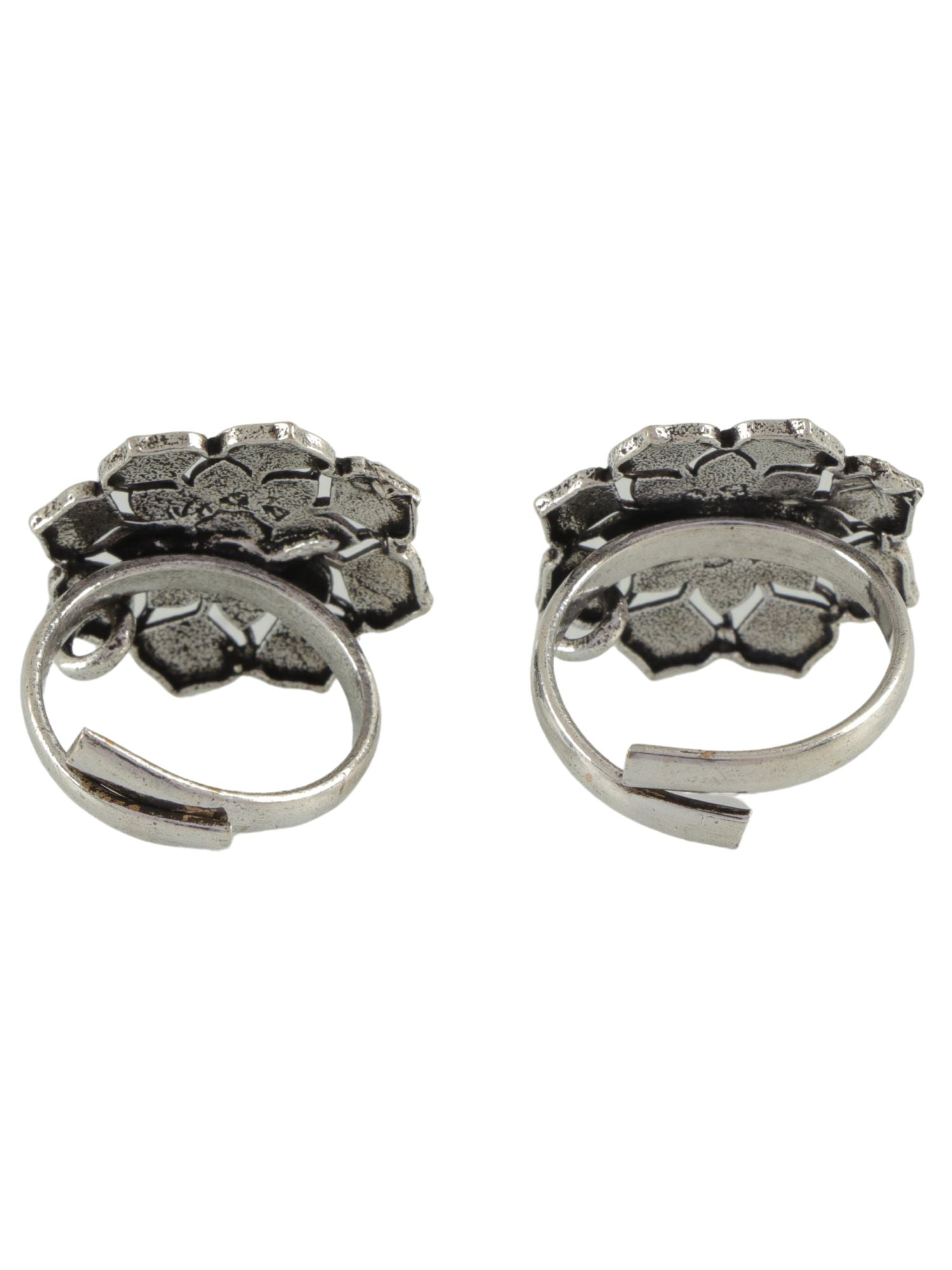 Oxidised Silver Floral Toe Ring for Women