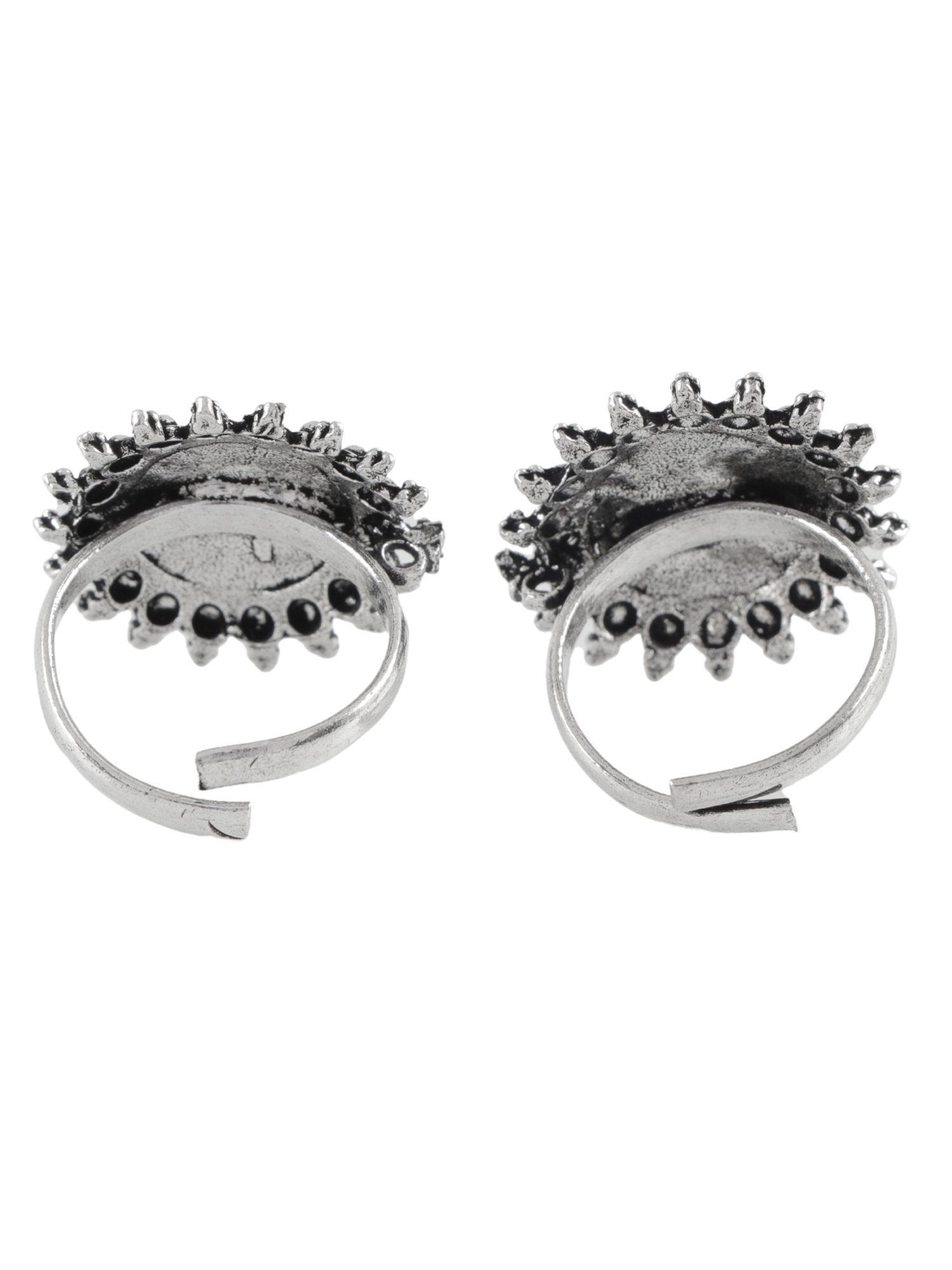 Oxidised Silver Circular Toe Ring for Women