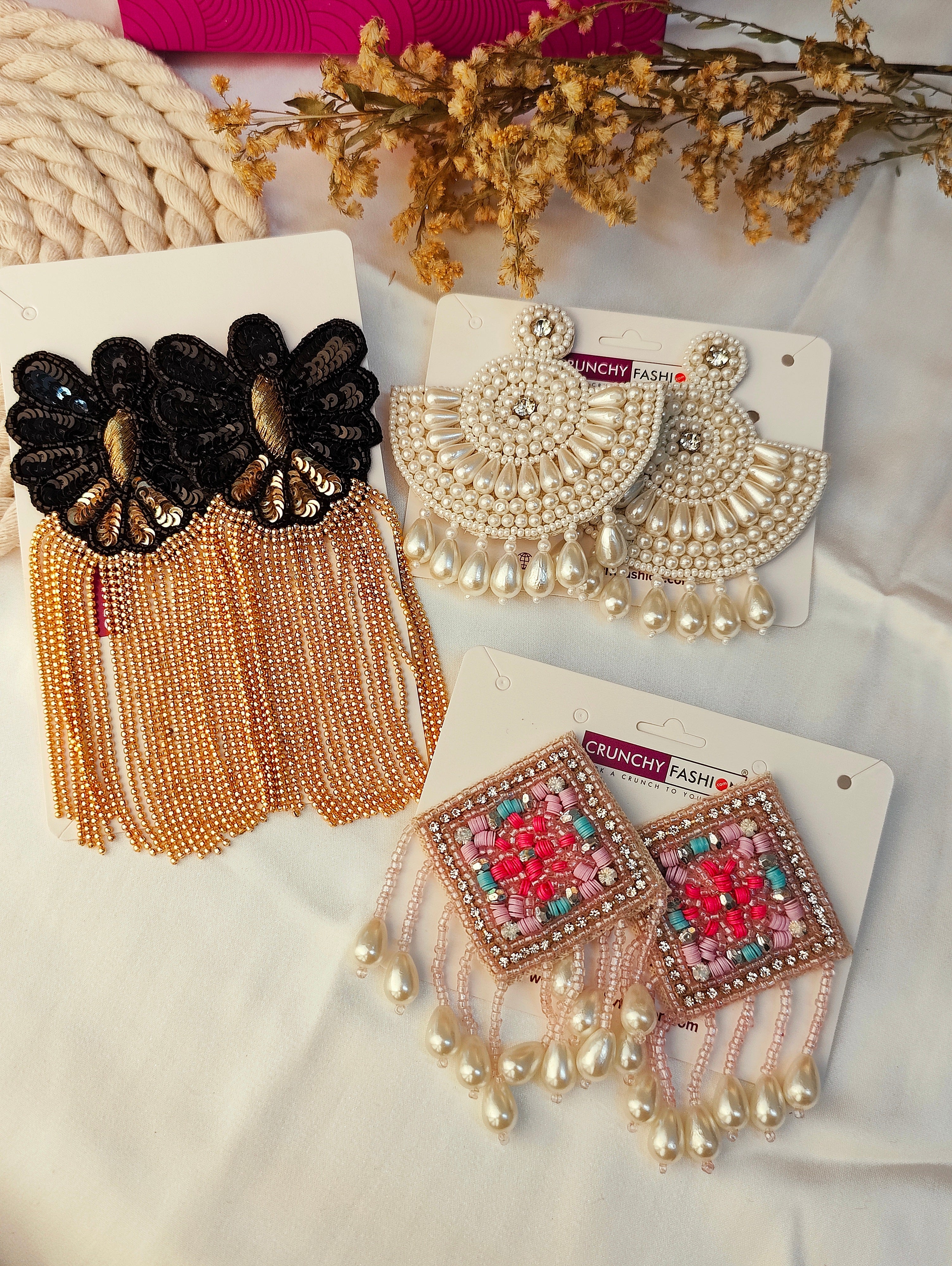 Unique & Stylish Butterfly-Shaped Black & Orange Earrings for Women & Girls