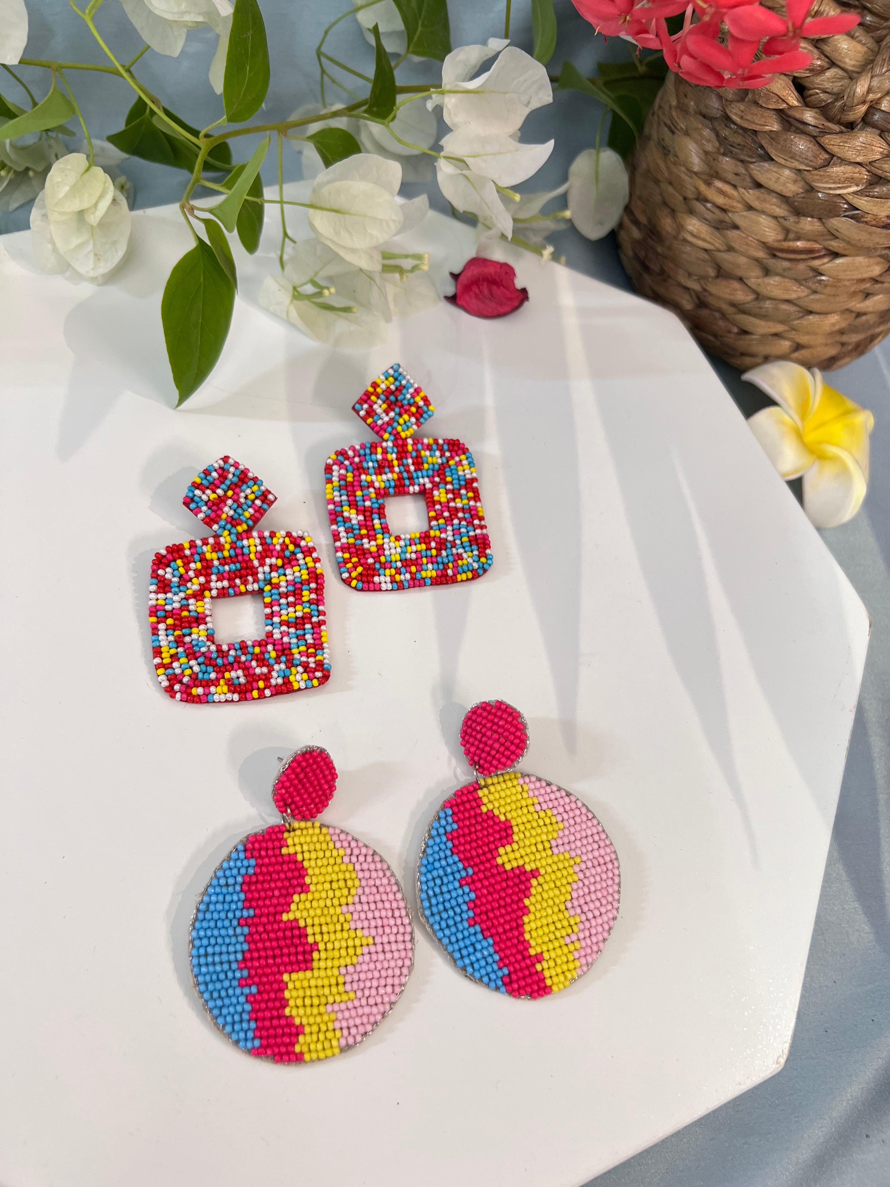 Golden Touch Contemporary Handmade Beaded Drop Earrings for Stylish Women and Girls