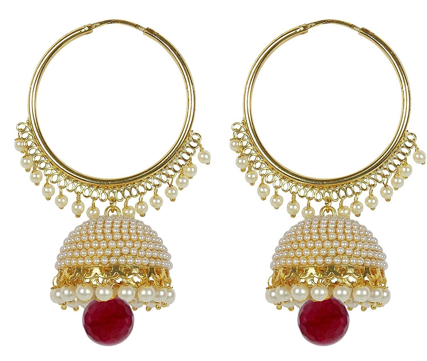 Royal Red Pearl Beads Jhumki: The Majestic Drop Earring for Fashionistas