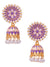 Purple With White Pearls Jhumki Earrings
