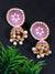 Purple With White Pearls Jhumki Earrings