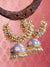 Gold Pated White Pearls Grey Jhumka Jhumki Earrings