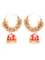Gold Plated White Pearls Red Hoops Jhumka Earrings