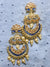 Traditional Gold Plated Kundan Work Blue Chandbali Earrings