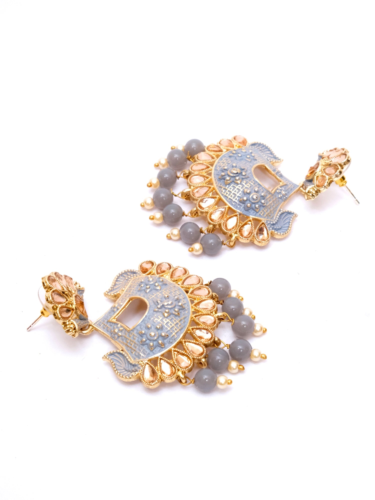 Gold Plated Aqua Color Drop Earrings