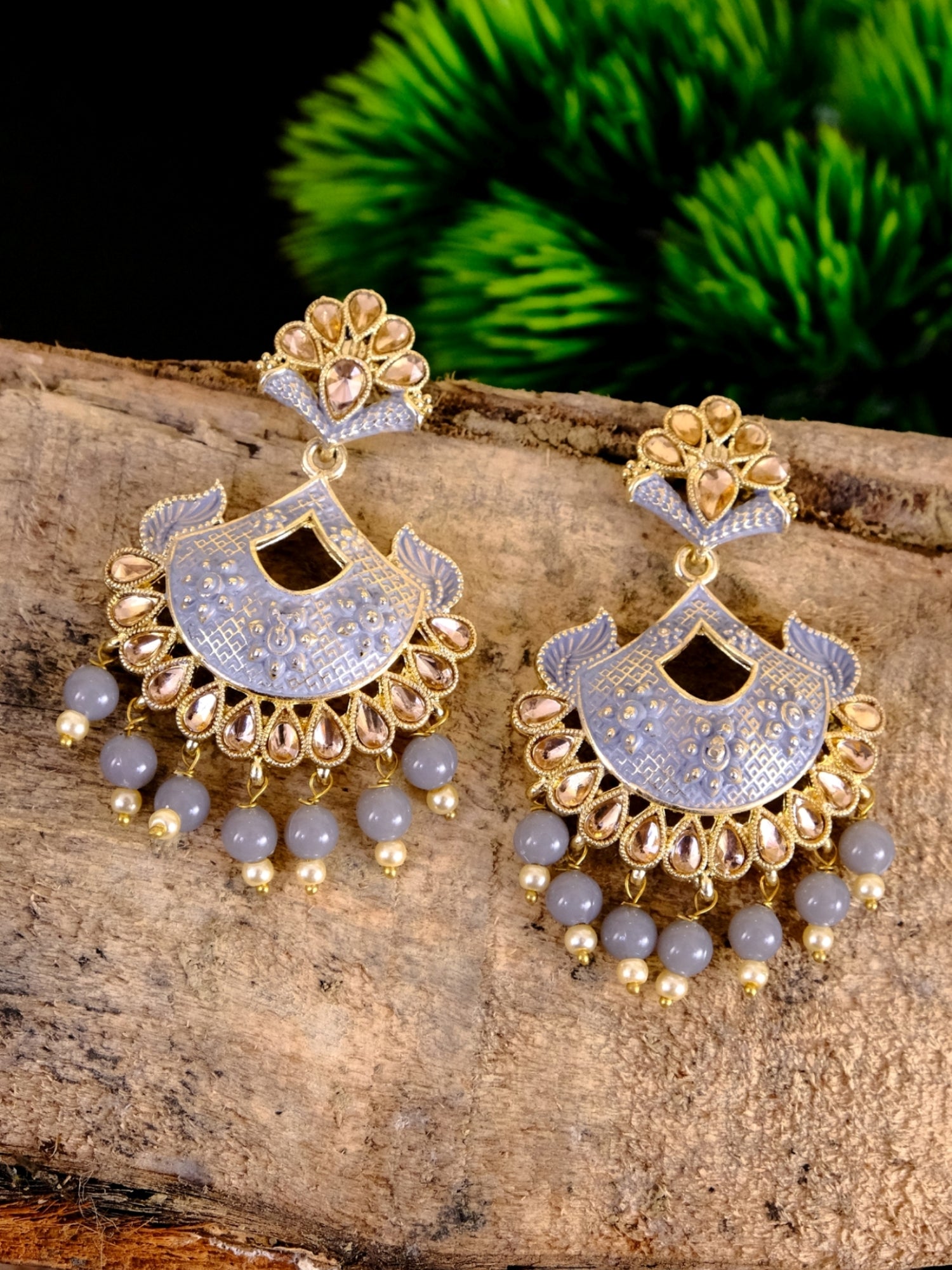 Gold Plated Aqua Color Drop Earrings