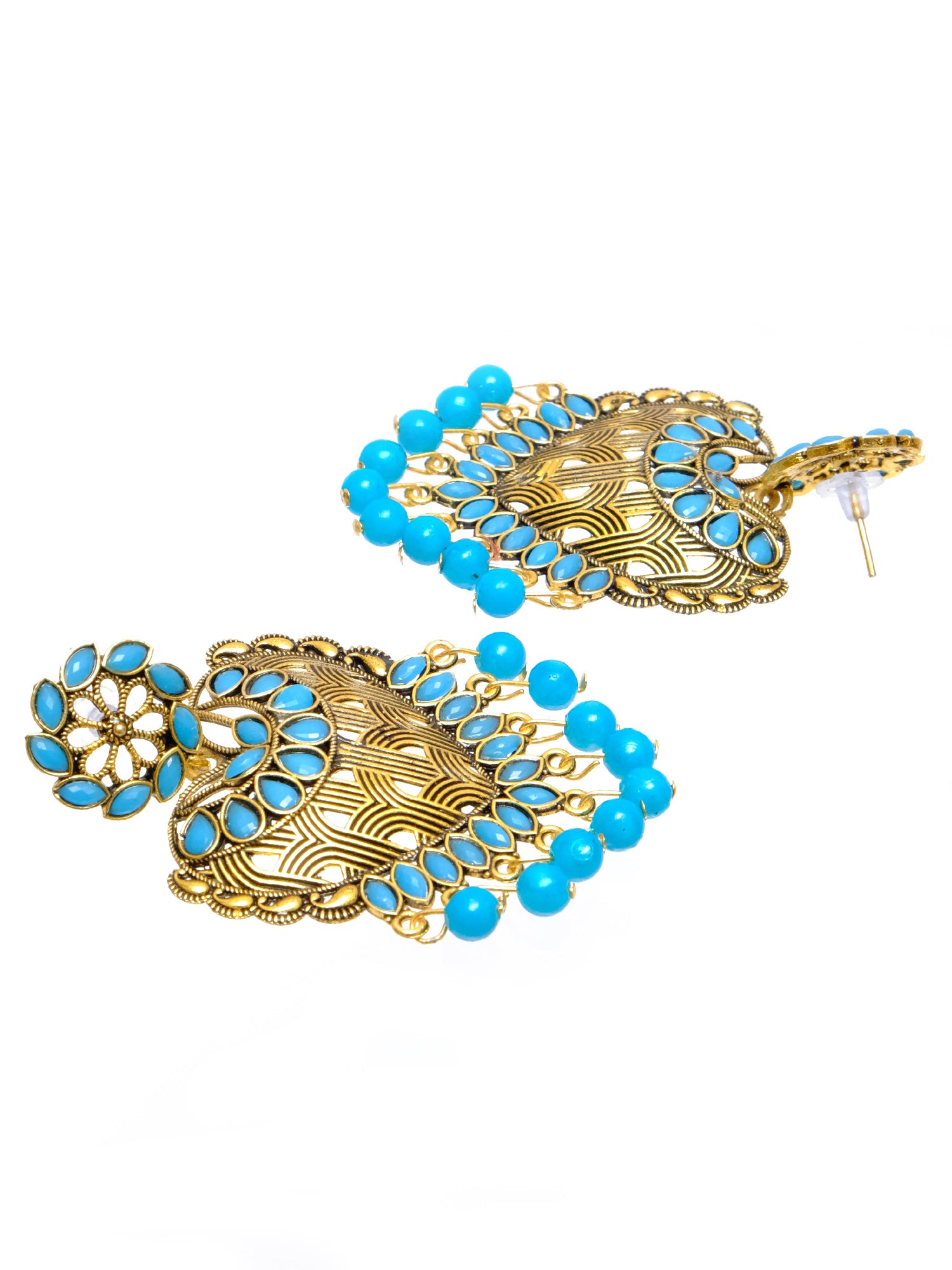 Gold Plated crystal studded Heart  Dangler Earrings for Women