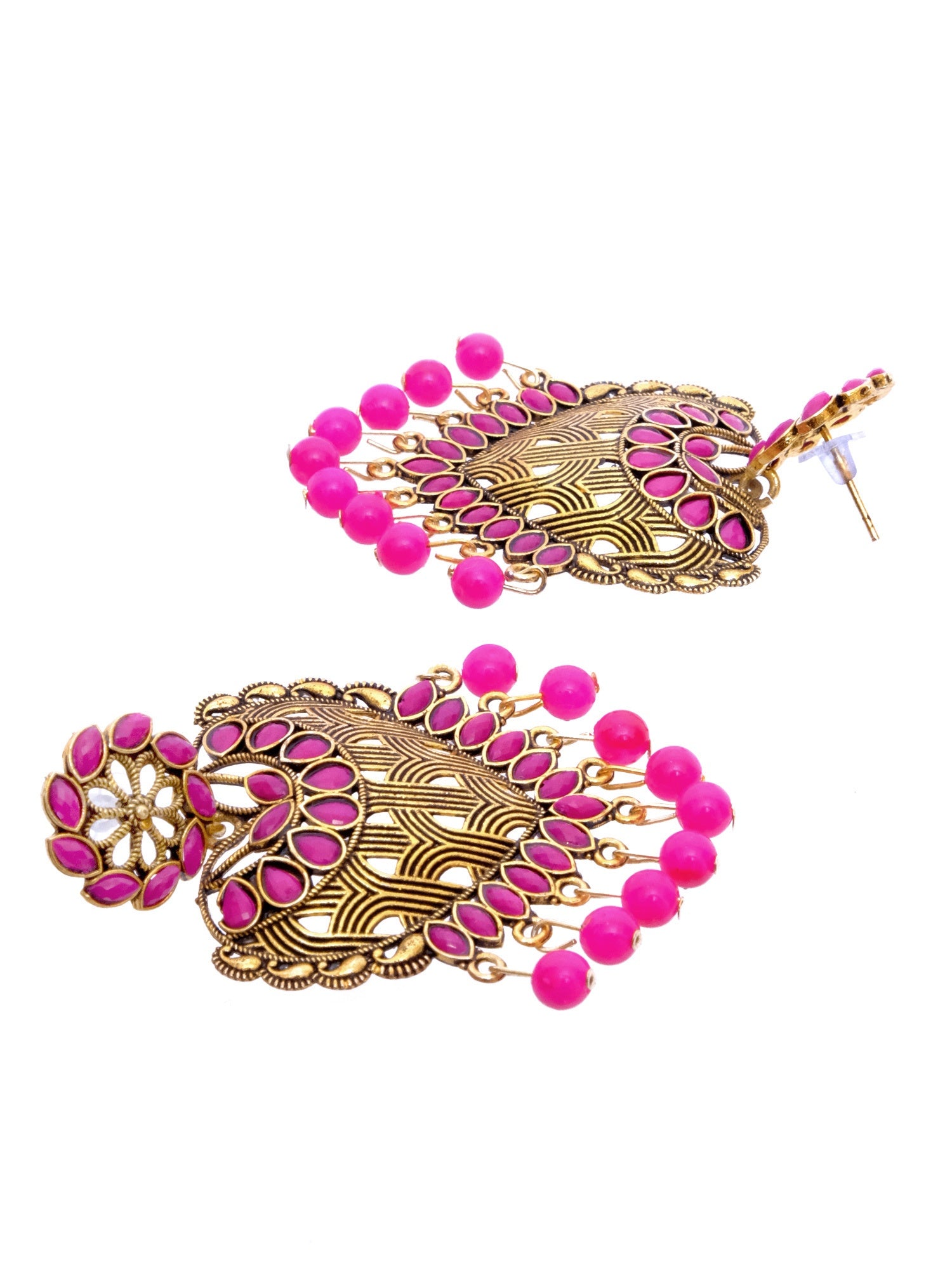 Gold Plated crystal studded Heart  Dangler Earrings for Women