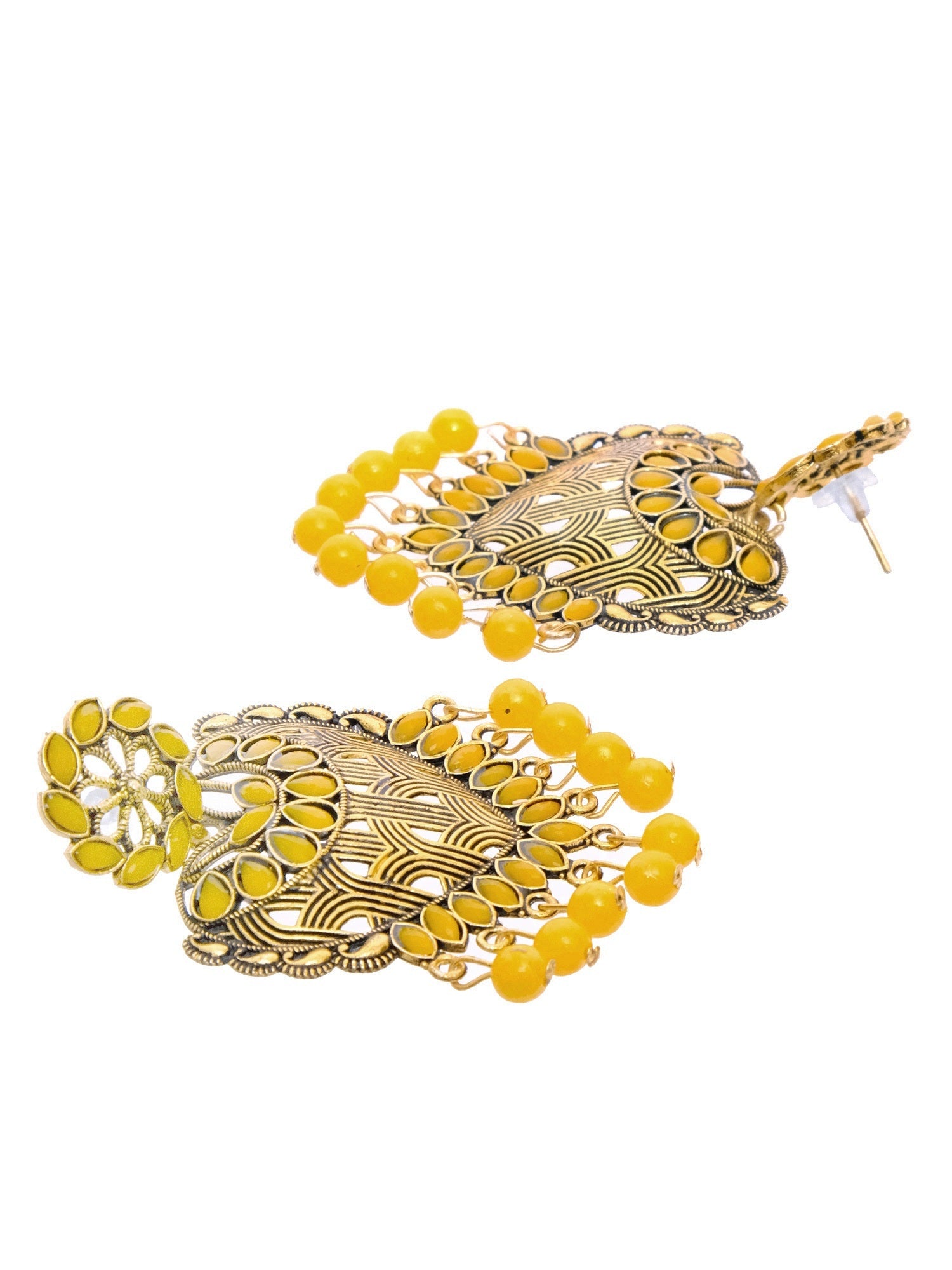 Gold Plated crystal studded Heart  Dangler Earrings for Women