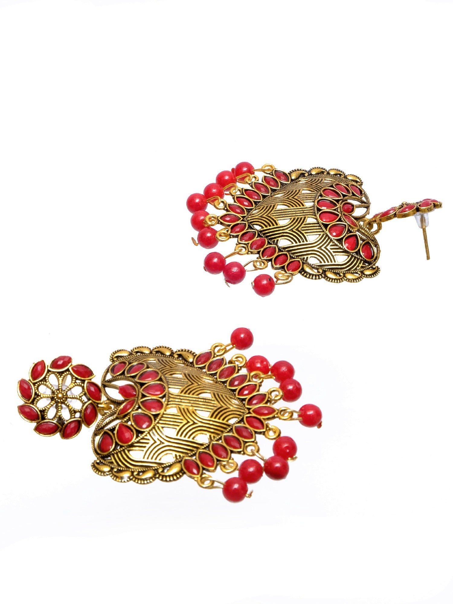 Gold Plated crystal studded Heart  Dangler Earrings for Women